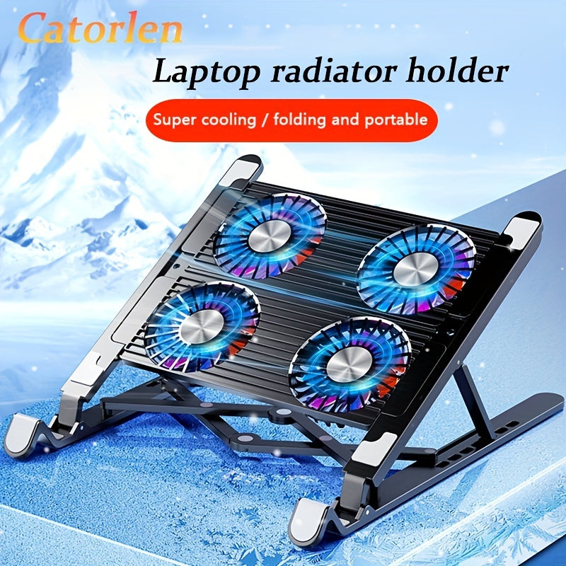 Radiador y soporte plegable para computadora portátil, soporte de almohadilla de enfriamiento con ventilador silencioso para Macbook, tableta, portátil, mesa de soporte para accesorios para computadora portátil