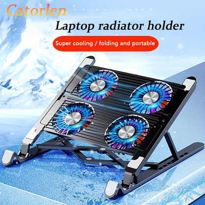 Radiador y soporte plegable para computadora portátil, soporte de almohadilla de enfriamiento con ventilador silencioso para Macbook, tableta, portátil, mesa de soporte para accesorios para computadora portátil