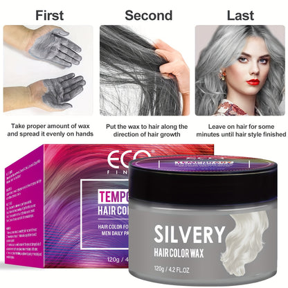 Two Boxes Of 120g Silvery Temporary Hair Colour Wax - Washable And Natural, Perfect For DIY Styling, Ideal For Christmas And Halloween Birthday Parties
