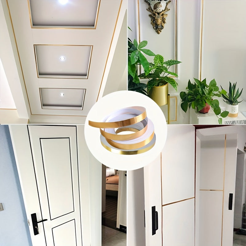 Waterproof & Durable Self-Adhesive Decorative Trim Stickers - Golden & Black Options for Living Room Tiles, Ceiling Edges, and Cabinet Doors