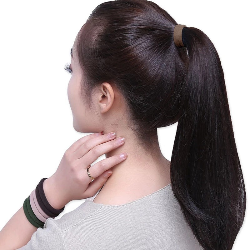 Juego de 50 bandas elásticas para el pelo para mujer, de 4 cm, de colores lisos y sencillos, accesorios para el cabello, coleteros.