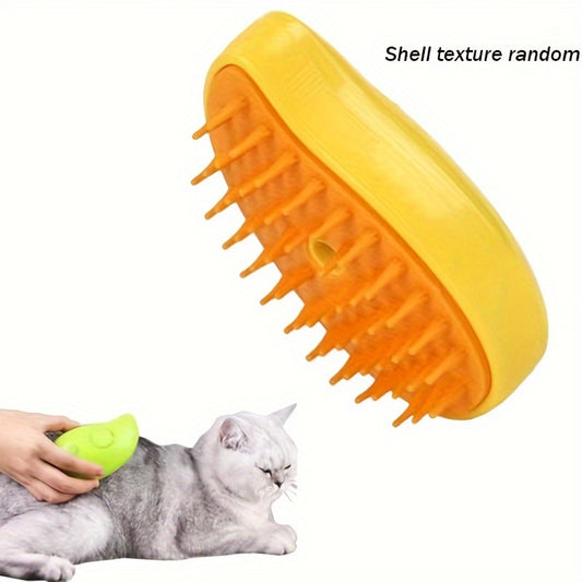 Cepillo de vapor 3 en 1 para gatos y perros, peine multifuncional con alimentación USB y pulverizador, herramienta para quitar el pelo suelto para interiores, exteriores y baños. Inspirado en diseños de plátano y mango (1 unidad).