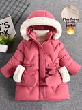 Girl's Solid Color Long Sleeve Hooded Warm Jacket, Faux Furry HoodedComfy Trendy Winter Warm Coat With Detachable Gloves As Gift