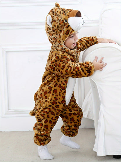 Lindo disfraz de Halloween de animalito bebé: mono unisex con capucha de dibujos animados para cosplay de niños pequeños y atuendo cálido.