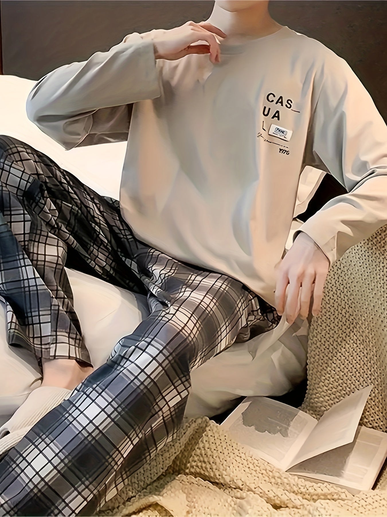 New Men's Pajamas for Autumn and Winter, Casual, Simple and Luxurious Home Wear Set