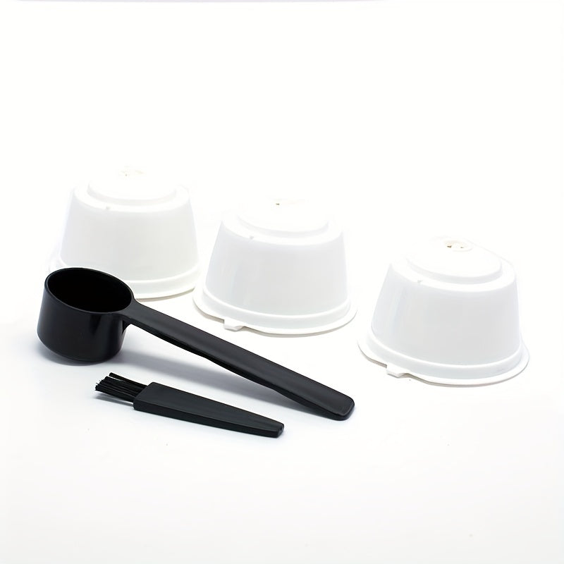 3Pcs Fit For Dolce Gusto Coffee Filter Cup Reusable Coffee Capsule Filters For With Spoon Brush