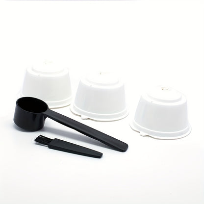 3Pcs Fit For Dolce Gusto Coffee Filter Cup Reusable Coffee Capsule Filters For With Spoon Brush