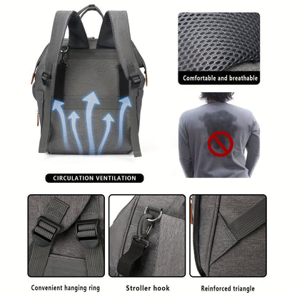 Mochila de gran capacidad, multifuncional, portátil, para mamá, con compartimentos múltiples para guardar biberones y pañales.