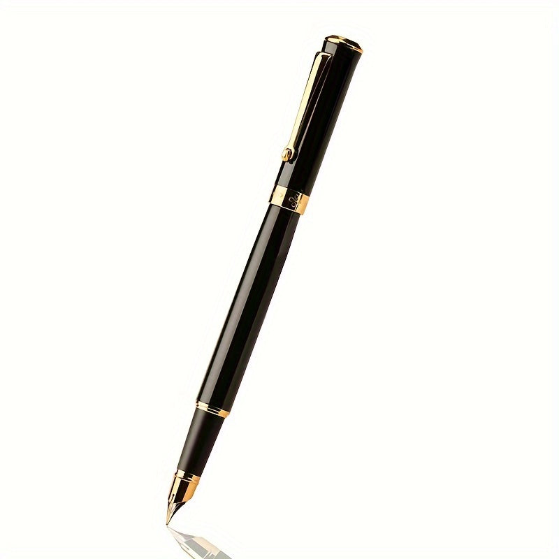 Pluma estilográfica de metal premium, punta fina de 0,5 mm, cierre a presión: ideal para firmas comerciales y personales, compatible con tintas de 3,4 mm.