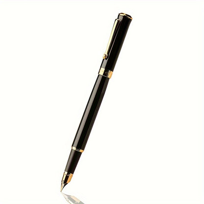 Pluma estilográfica de metal premium, punta fina de 0,5 mm, cierre a presión: ideal para firmas comerciales y personales, compatible con tintas de 3,4 mm.