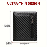 Cartera negra elegante GEOGELASSIE para hombre: compacta, con cremallera, tarjetero, monedero y compartimento para billetes.