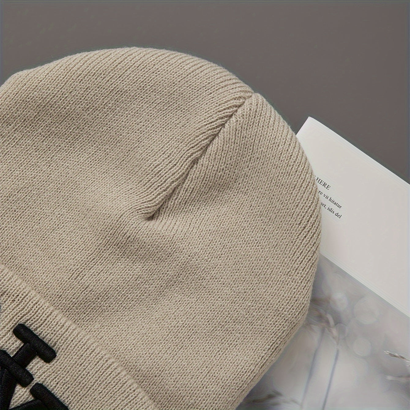2-Pack Unisex Winter Beanie Hats, Solid Color Knitted Polyester Outdoor Warm Caps, Hand Washable, Fashionable Daily Wear for Men and Women