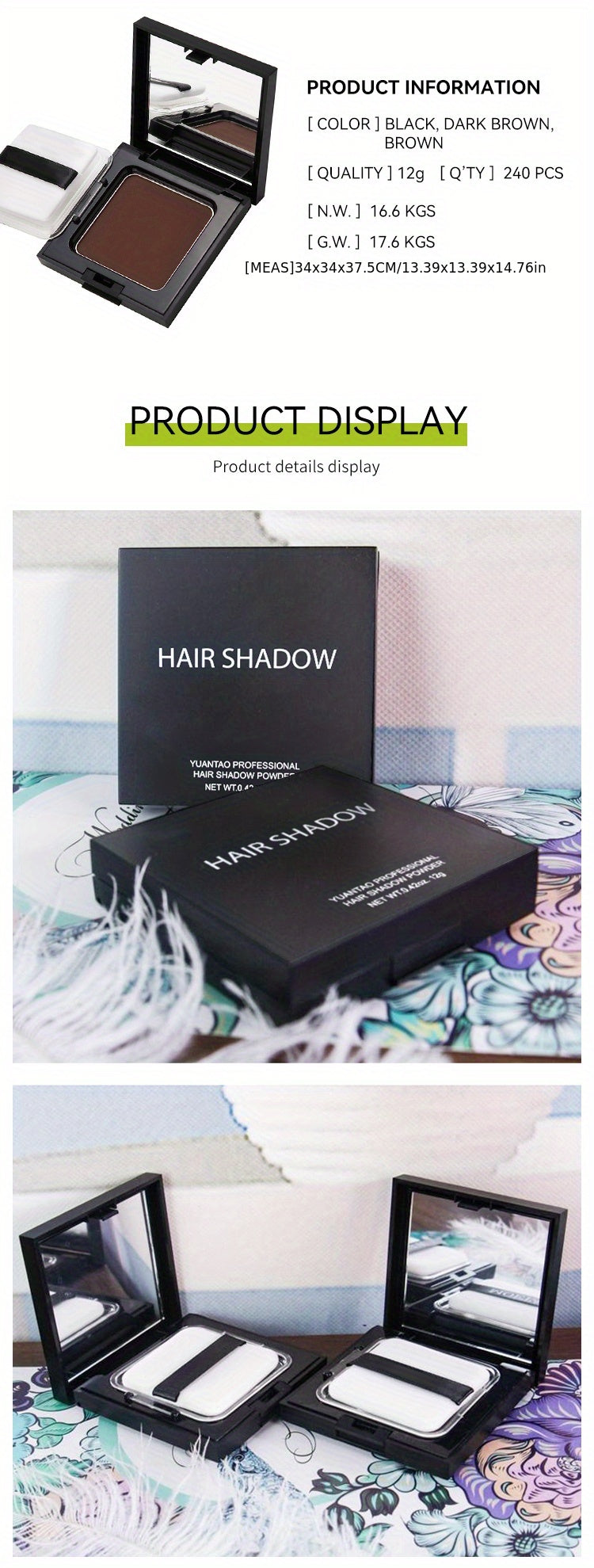 Disposable Hair Coloring Powder, Temporary Fast Cover Gray Hair, Multifunctional Hairline Hair Coloring Powder Travel Portable Emergency Cover Gray Hair