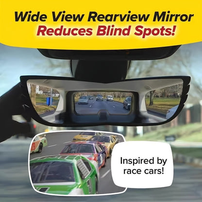 1PC Wide-Angle Panoramic Car Rearview Mirror: Enhances Blind Spot Visibility &amp; Large Field of View - Durable ABS Material