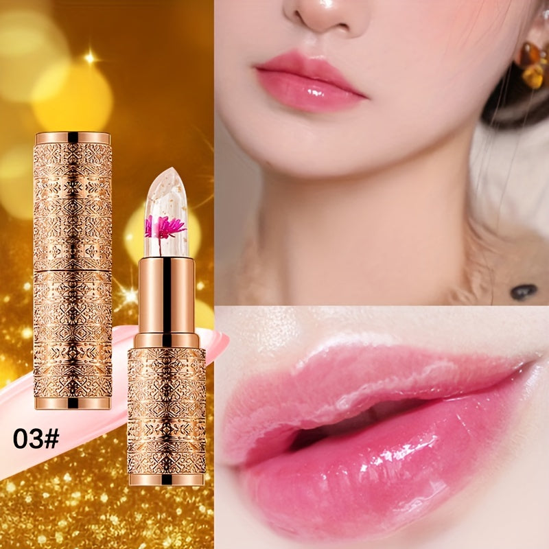 3pcs Hypoallergenic Petal Color-Changing Lip Balm with Vitamin E - Long-Lasting, Moisturizing, Temperature-Sensitive Lipstick in Metallic Tubes, Perfect Mother's Day Gift for Women