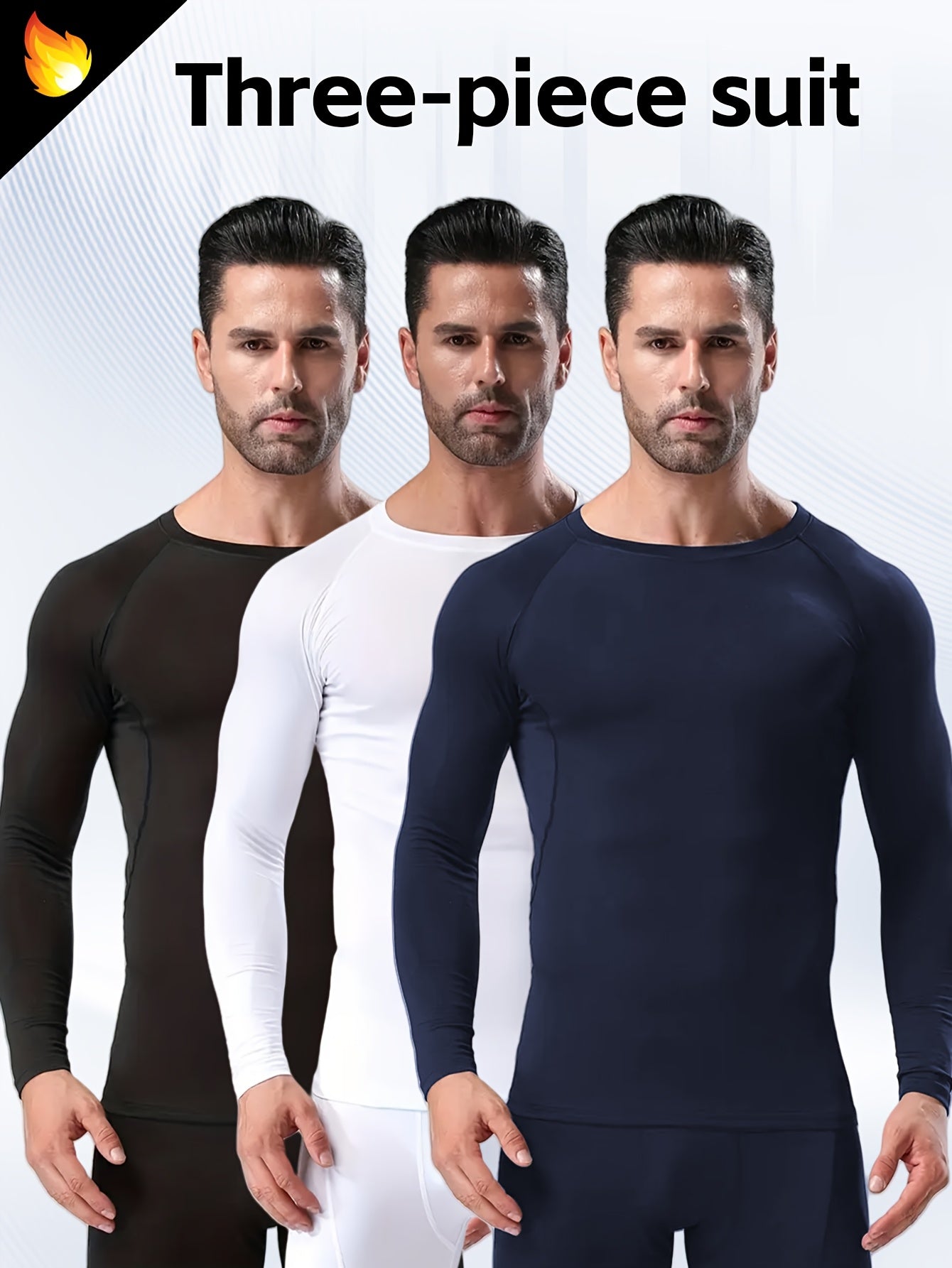 3pcs Men's Athletic Compression Long Sleeve Tops - Quick Dry, Moisture-Wicking & Breathable, High Stretch for Running, Yoga & Outdoor Activities, Casual, Sweat-wicking, Movement Style, Going Out Occasion, Leisure Outing Occas