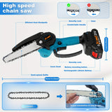Jemi Tool Handheld 6-Inch Mini Chain Saw with 1/2 Digital Display Battery Cordless Chain Saw with Fender for Cutting Wood, Pruning Trees