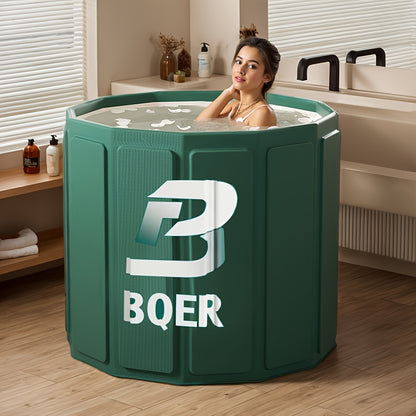 BOER Oversized Foldable Portable Bathtub, Round Neoprene 100% Compact Inflatable Spa Tub for Adult, Family Bathroom & Outdoor Use, Contemporary Style, Easy Storage