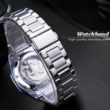 Reloj mecánico automático para hombre: esqueleto de diamantes de imitación 3D, acero inoxidable, estilo deportivo y profesional, regalo perfecto.