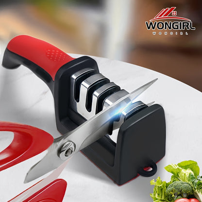 Afilador de cuchillos de 4 etapas, piedra de afilar profesional para cocina, herramienta de afilado de cerámica con diamante de tungsteno.