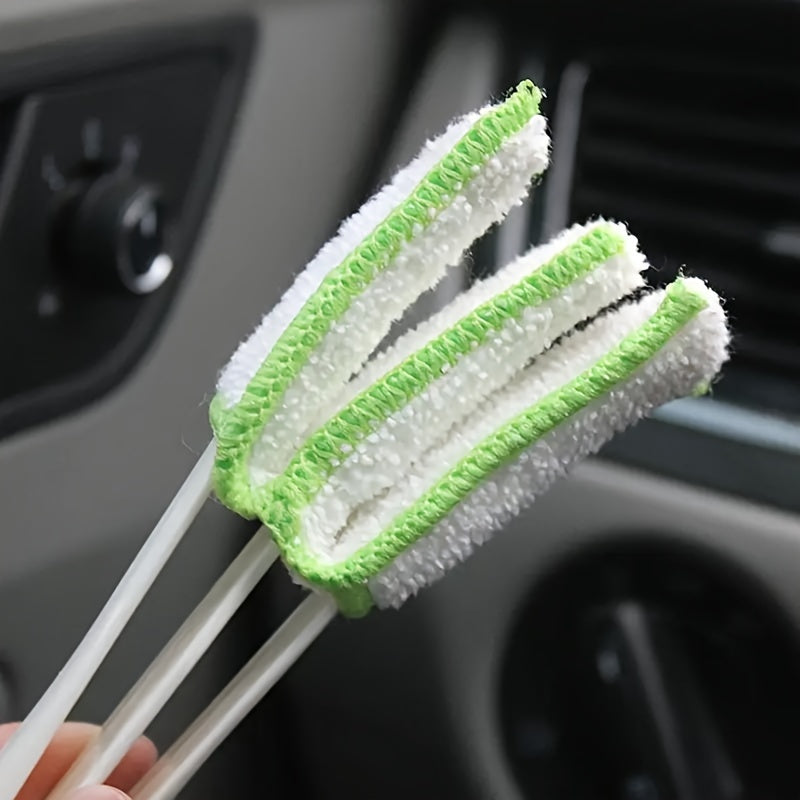 2-in-1 Car Vent & Interior Detailing Cleaning Brush, Multi-functional Non-Electric Dust Cleaner Tool for AC Outlet & Auto Interior Trim, Plastic Material