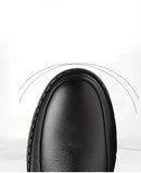 Men's Leather Boots, Winter Thermal Shoes, Windproof Hiking Boots With Fuzzy Lining