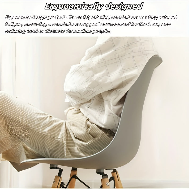 Ergonomic Nordic-Inspired Modern Chair with Solid Plastic Backrest - Perfect for Living Room, Study, Bedroom, Balcony & Outdoor Use