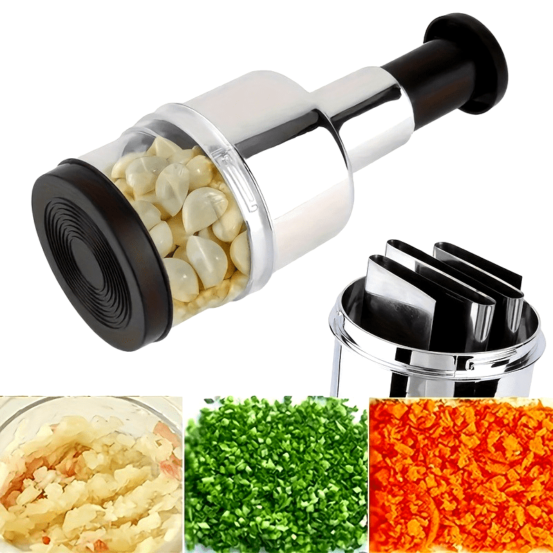 Stainless Steel Garlic Press, Manual Mincer, Durable Kitchen Tool for Crushing Garlic, Ginger, Scallions, and Peppers, No Electricity Needed, Plastic Material, Home Kitchen Essentials