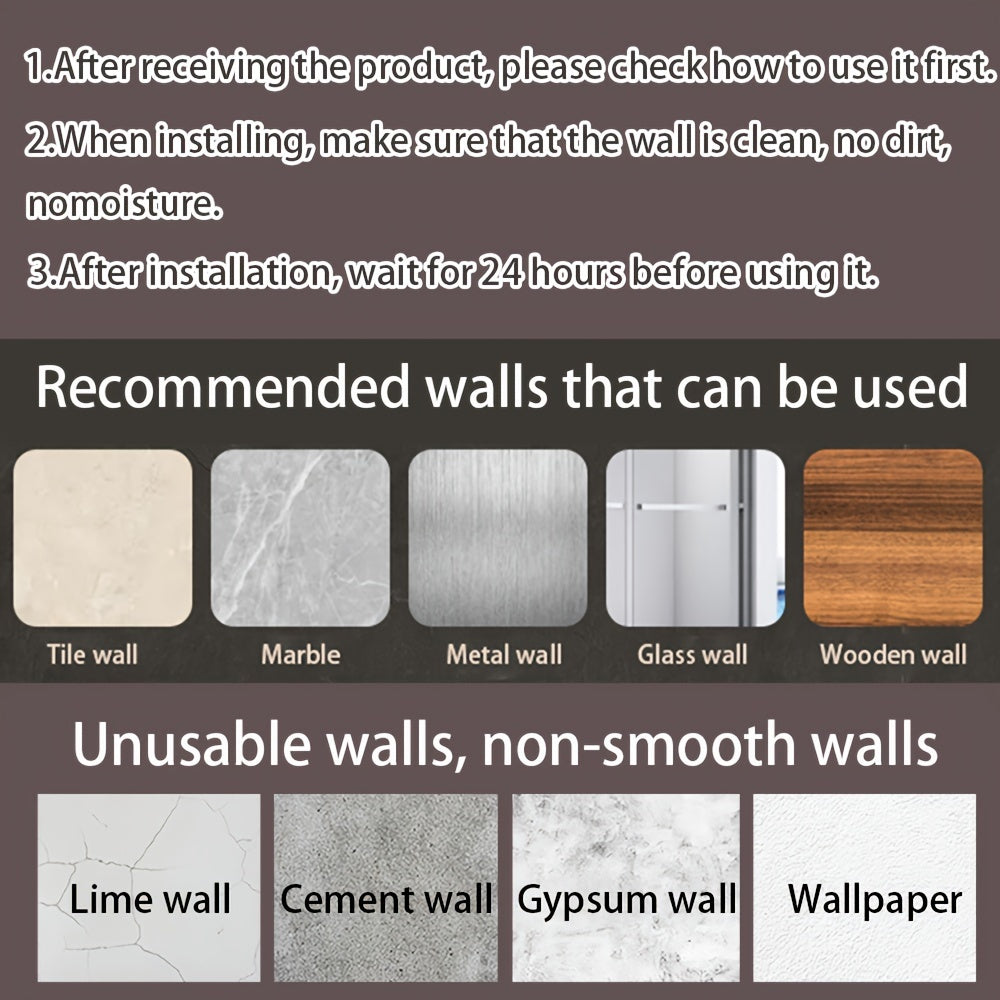 Easy-Install No-Drill Wall Shelf for Bathroom & Kitchen - Durable Plastic Shower Caddy with Hooks, Perfect for Shampoo & Accessories Storage