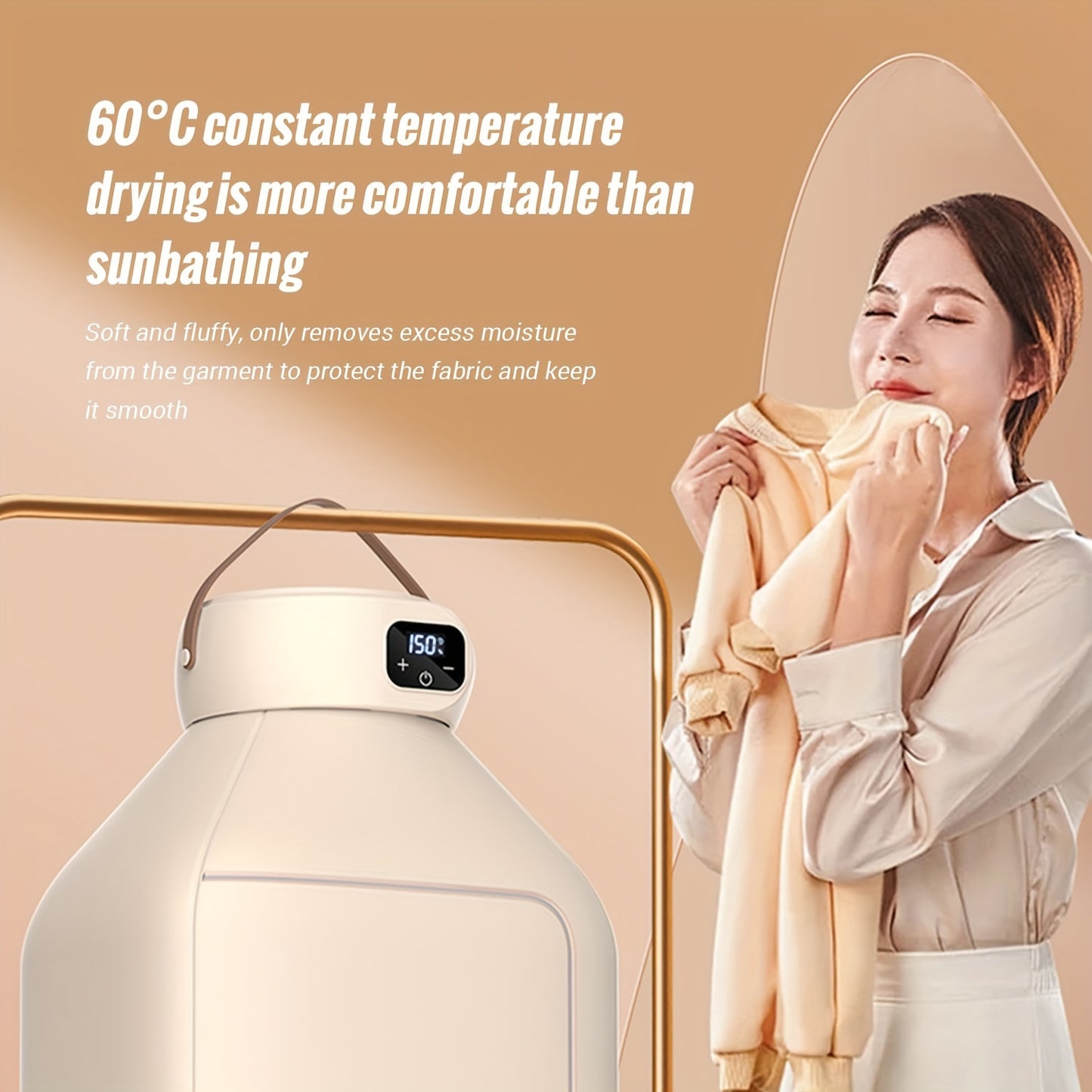 Compact Mini Clothes Dryer - Portable Dryers with Remote Control, 2-Speed Adjustment, 1-8 Hours Timing, Foldable Design for Travel, Apartment, RV, Dorm - Space-Saving, Energy-Efficient, and Quiet Operation