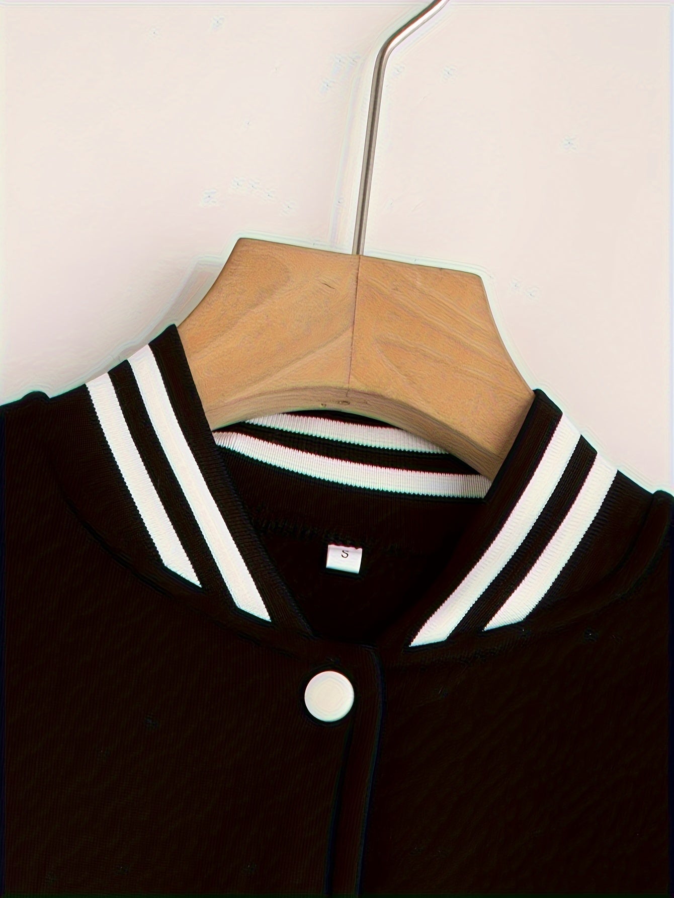 Chic Plus Size Women's Baseball Jacket - Casual Fall/Winter Coat with Letter Print, Button-Up Front, Machine Washable