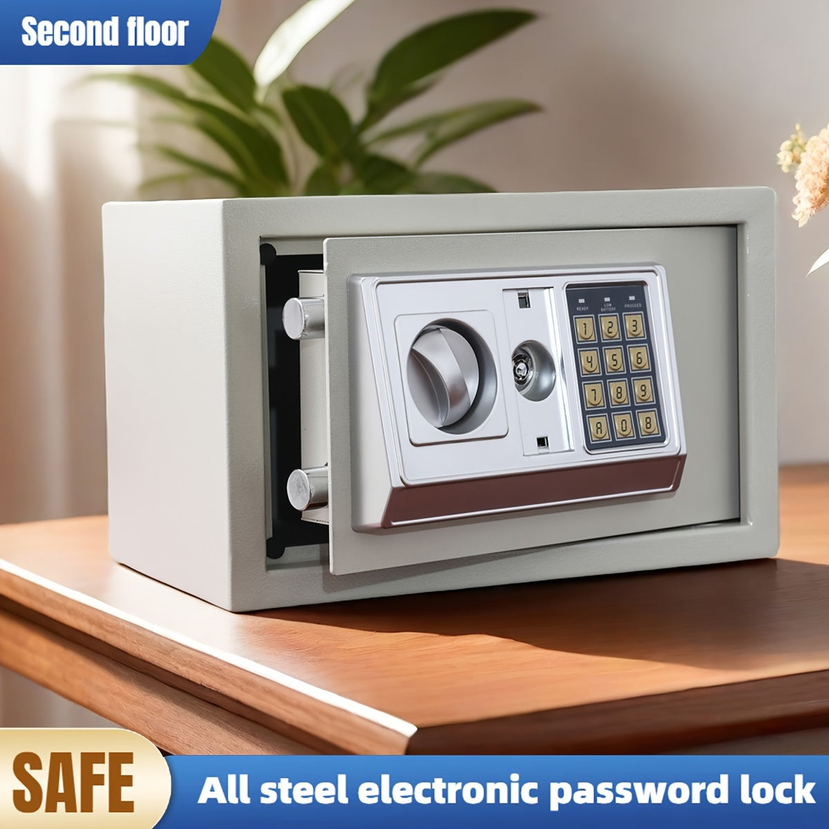 Large All-Steel Fireproof Burglar-Proof Safe with Combination Lock, Home Office Financial Cash Management Box, Jewelry Collection Safe, Wall-Mounted/ Cabinet-Mounted, Electronic Password Lock, No Battery Included