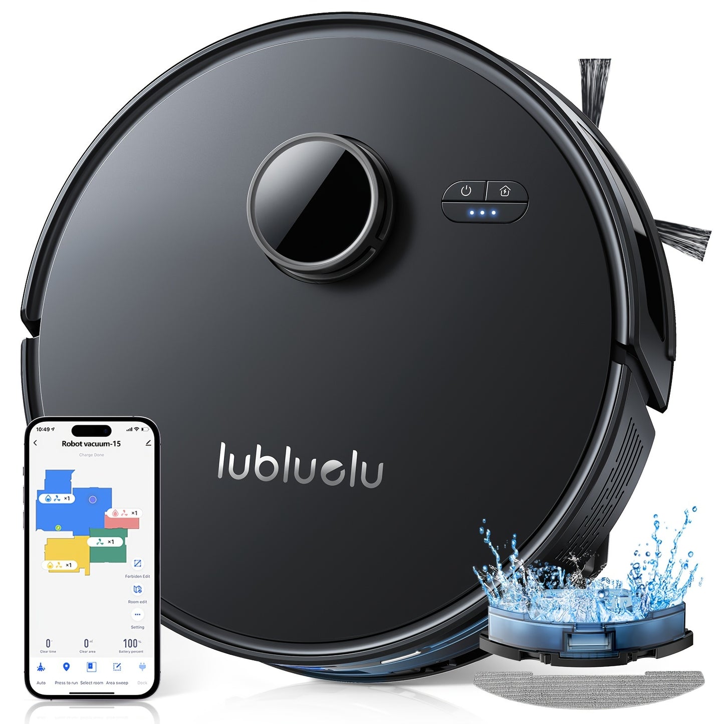 Robot Vacuum And Mop Combo 5000Pa, Lubluelu L15 Robot Vacuum, Auto-Charging, 5 Maps, 30 No-go Zones, WiFi/App, 3in 1 Robot Vacuum Cleaner for Pet Hair Carpet Hard Floor