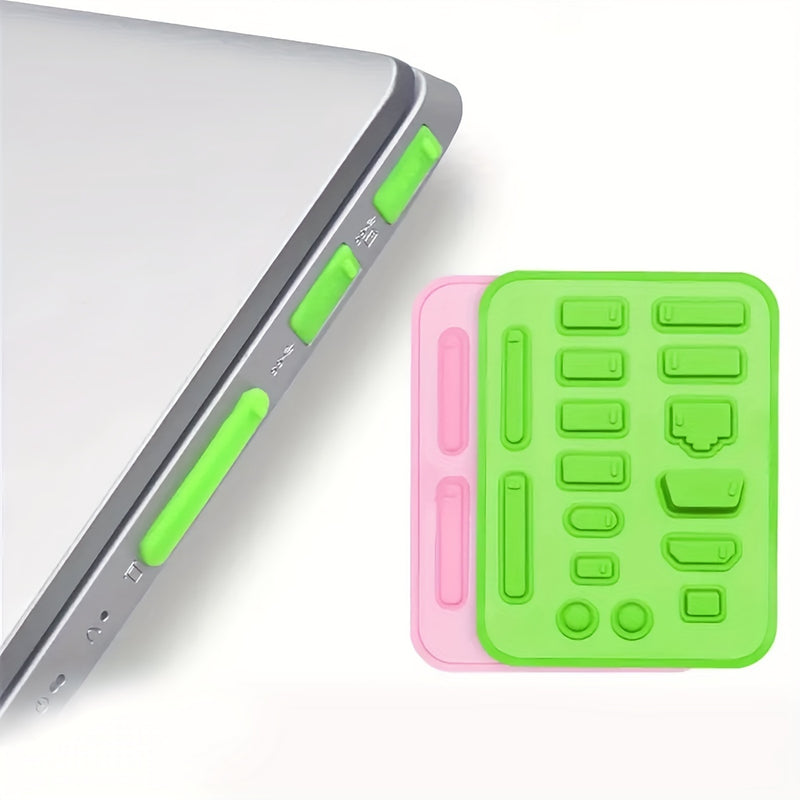 16pcs Silicone Dust Plug Set for Laptops - USB Port Covers &amp; Accessories