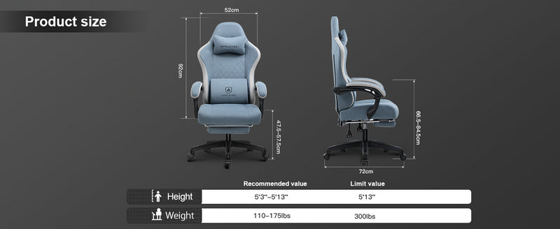 GTPLAYER Gaming Chair, Computer Office Chair with Pocket Spring Cushion, Linkage Armrests and Footrest, High Back Ergonomic Comp