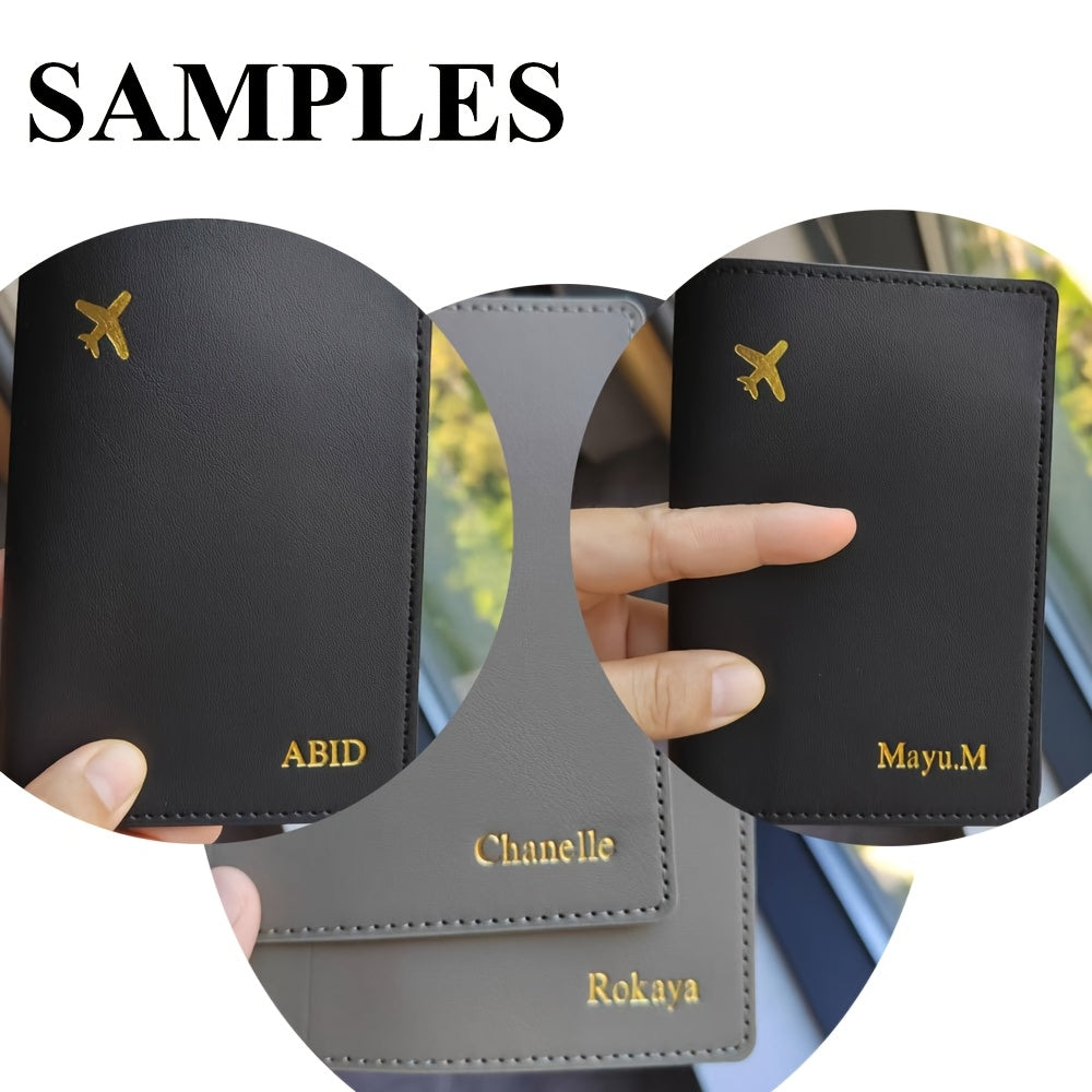 Minimalist Faux Leather Passport Cover with Custom Name - RFID Blocking, Water-Resistant Travel Wallet Card Holder for Men and Women, Lightweight Unlined Passport Pouch for Vacation