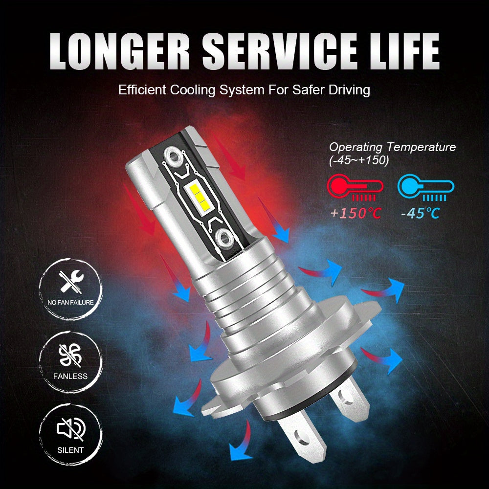 2 bombillas LED H7 para faros delanteros, chips CANbus 5530, 18000 lm, 60 W, 6000 K, blanco superbrillante, para coche, camión y motocicleta.
