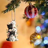 Charming Acrylic Cat & Floral Hanging Ornament - Versatile 2D Decor for Car Rearview Mirror, Bags & Keychains - Perfect Couple's Gift & Holiday Accessory