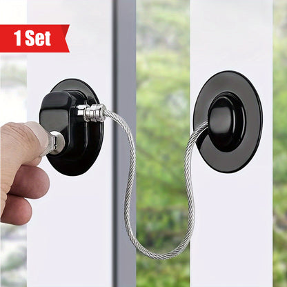 1 Set Round Window Buckle Locks Limiters, Sliding Door Locks, Protective Anti-theft Door And Window Safety Locks, No Drilling Required, With Adhesive And Keys