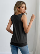 Sequin Decor Ruched Tank Top, Casual Summer Sleeveless Top, Women's Clothing