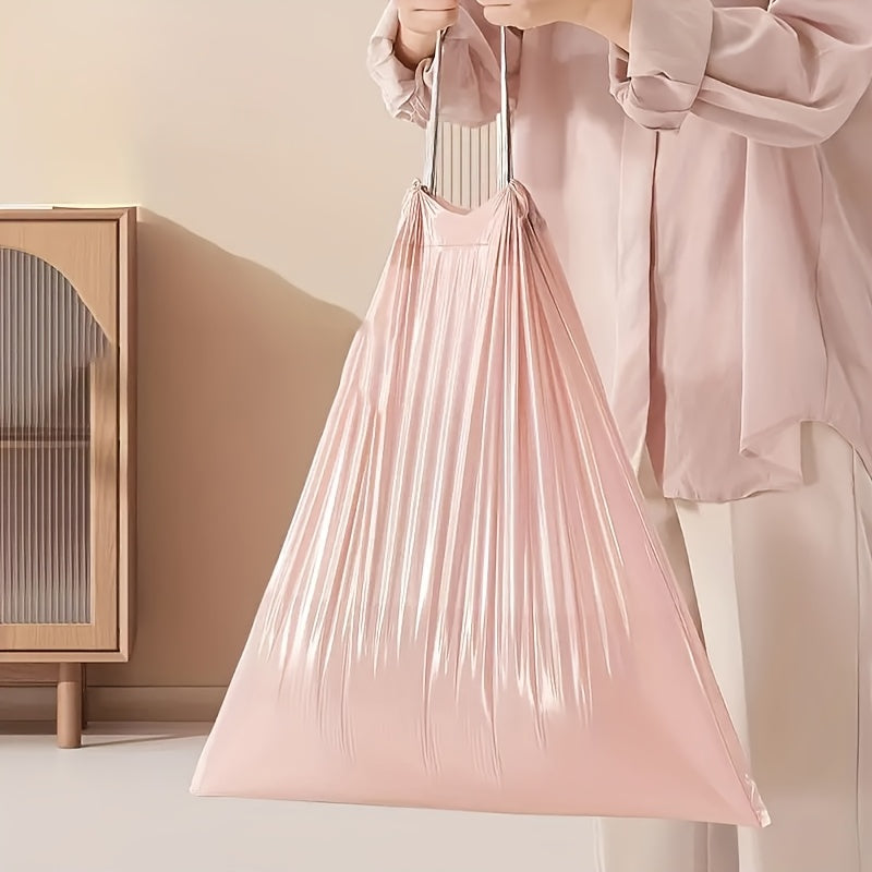 100-Pack of Durable Pink Drawstring Trash Bags - Portable Kitchen Waste Bags for Home Use
