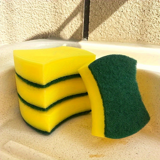 Esponjas de cocina apilables: Estropajos superabsorbentes amarillos y verdes para platos y ollas