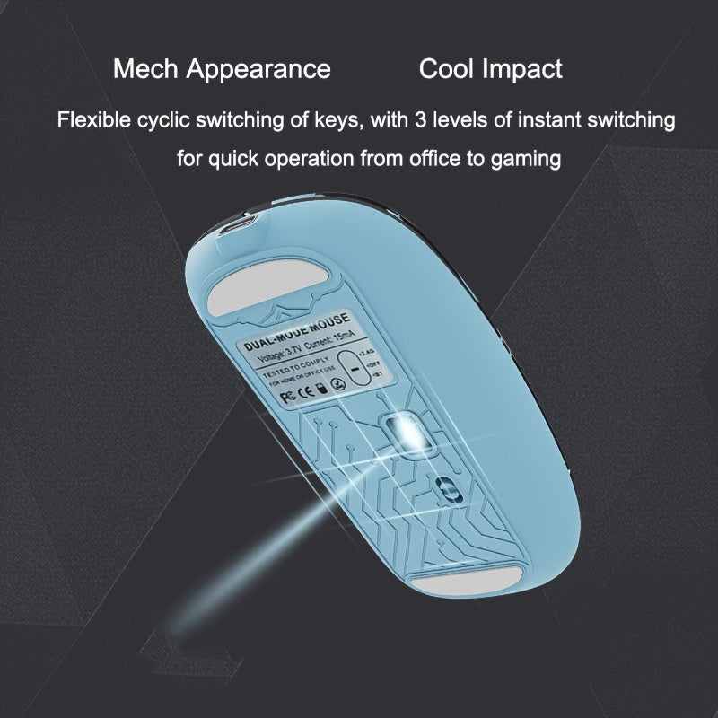 Wireless Mouse, Dual-Mode Mouse, Rechargeable Mouse, Low-Power And Long Battery Life, Comfortable Touch, Ergonomic Design, Streamlined Curved Surface Design Closely Attached To The Palm, Suitable For Gaming, Office And Entert