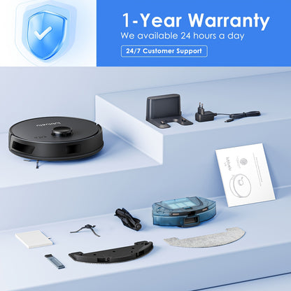 Robot Vacuum And Mop Combo 5000Pa, Lubluelu L15 Robot Vacuum, Auto-Charging, 5 Maps, 30 No-go Zones, WiFi/App, 3in 1 Robot Vacuum Cleaner for Pet Hair Carpet Hard Floor