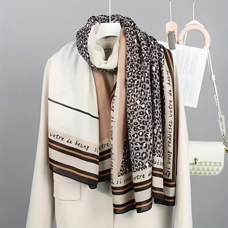 Bohemian Style Women's Winter Scarf Shawl - Polyester, Embroidered and Print Design, Windproof, Snow-Resistant, Ideal for Casual Outdoor Wear, Winter Shawl