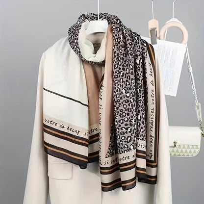Bohemian Style Women's Winter Scarf Shawl - Polyester, Embroidered and Print Design, Windproof, Snow-Resistant, Ideal for Casual Outdoor Wear, Winter Shawl