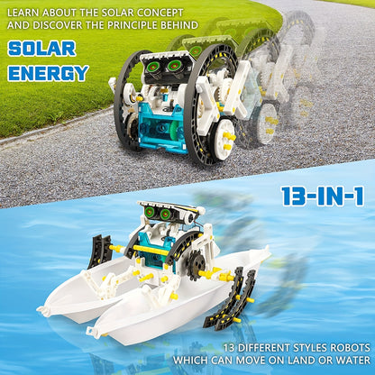 STEM 13-in-1 Solar Power Robots Creation Toy, Educational Experiment DIY Robotics Kit, Science Toy Solar + Battery Powered 2 Modes Building Robotic Set Kids To Build, Halloween, Christmas gift