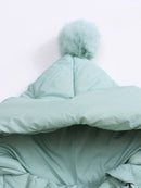 Mono acolchado de invierno para bebé, abrigo informal con capucha y pompón, mono cálido con cremallera frontal, ropa de exterior para bebés y niños pequeños.