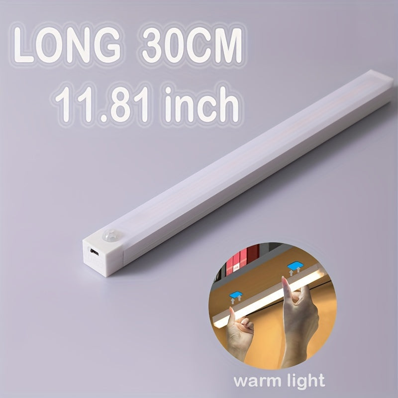 Smart Motion-Activated LED Light Strip - Wireless, Magnetic Mount, USB Rechargeable for Wardrobe, Kitchen, Desk & More