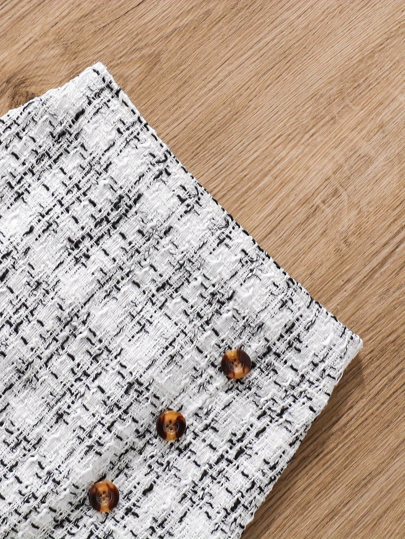Conjunto de 2 piezas: top de manga larga con volantes y falda de punto de tweed - Ropa de primavera/otoño, atuendo para niñas al aire libre, regalo